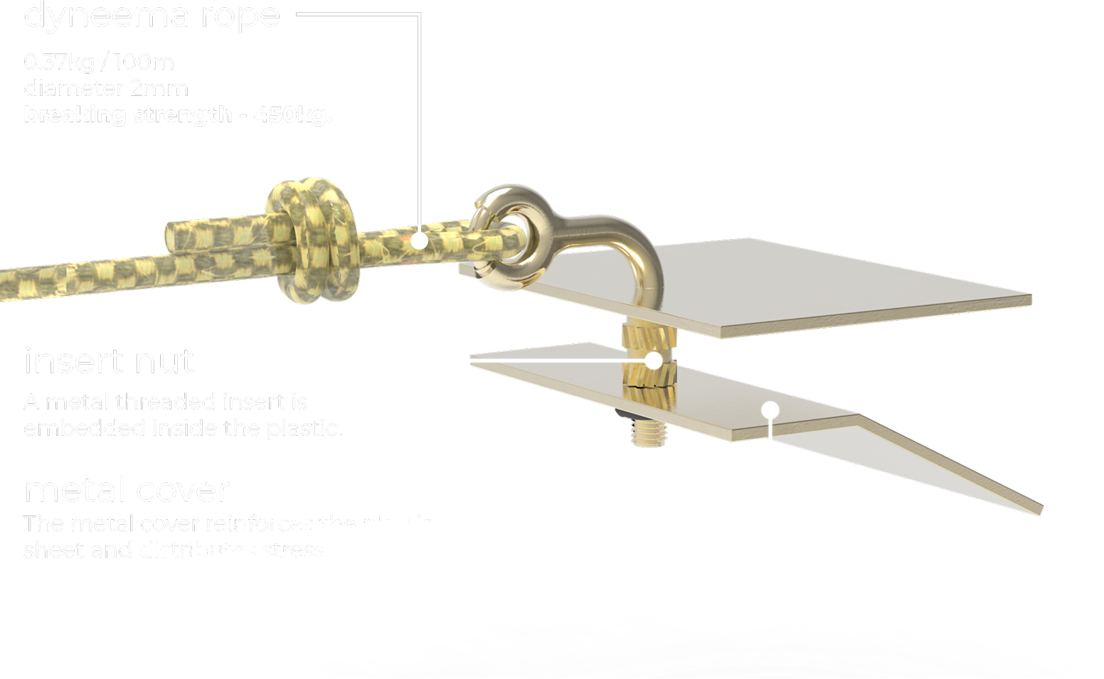Original exploded drawing of the reinforced recovery hook attachment