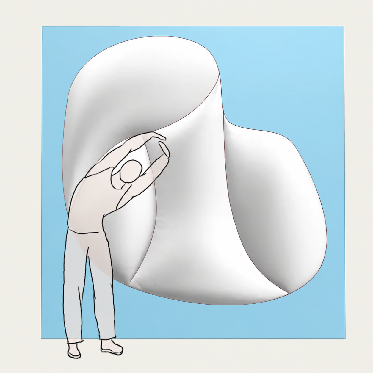 A person using the wall form for a standing side stretch